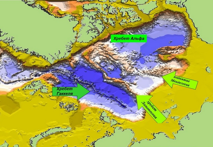 <p>Хребет Менделеева на дне Ледовитого океана покрыт континентальной, а не океанической корой.</p>