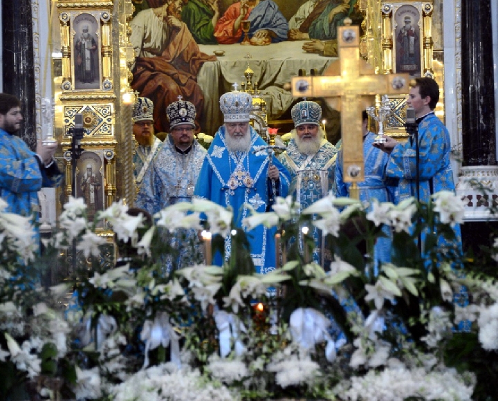 Святейшим Патриархом Московским совершена утреня с чином Погребения Пресвятой Богородицы